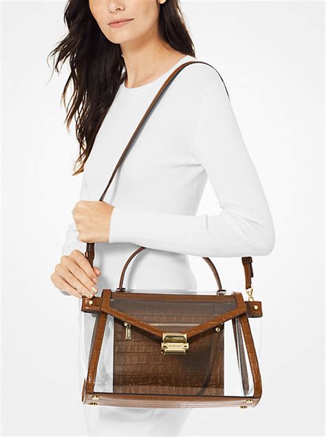 michael michael kors whitney large satchel|Whitney Large Clear and Leather Satchel .